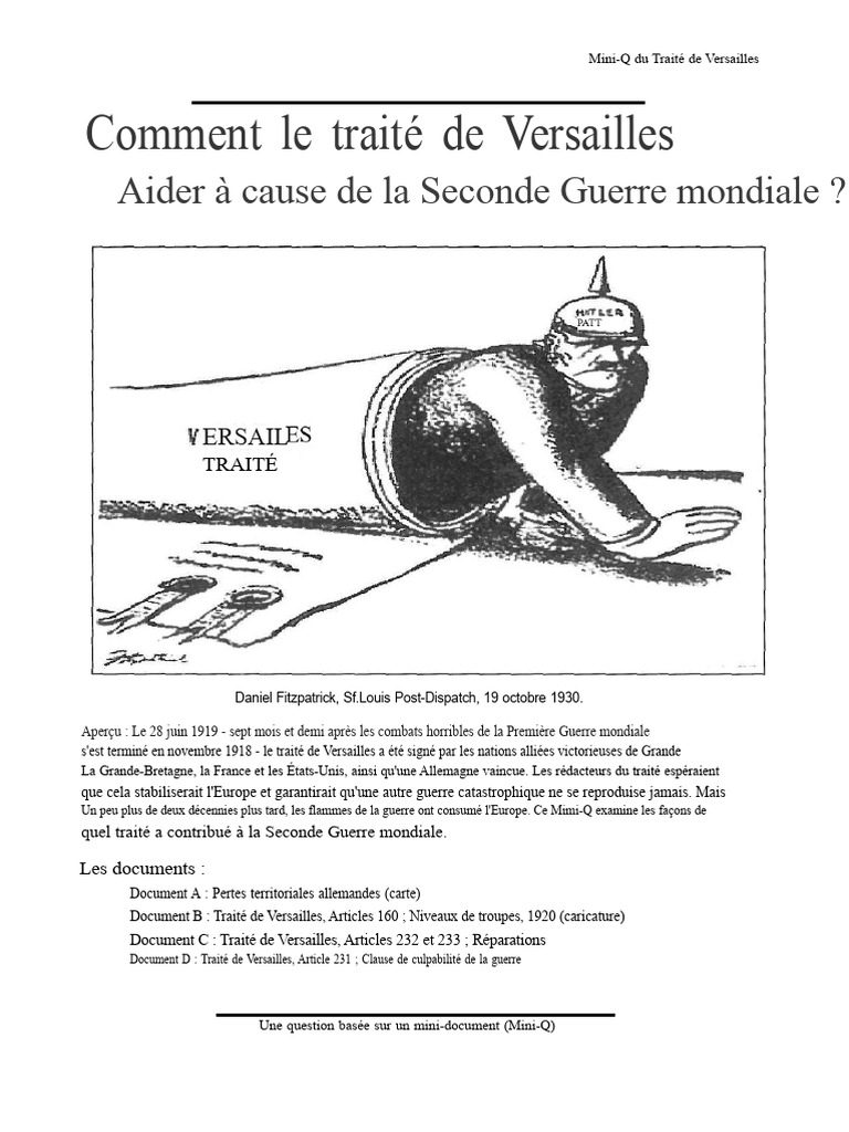 Impact de l'Article 231 du Traité de Versailles | PDF | Réparations de ...