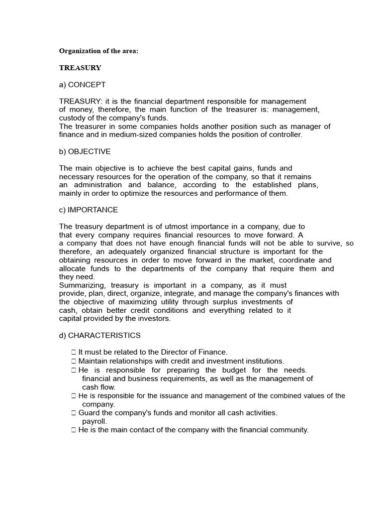 Treasury and Comptroller Functions Explained | PDF | Insurance | Investing