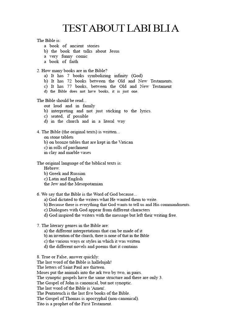 The Bible Is... Bible Test Ps | PDF | Bible | Biblical Canon