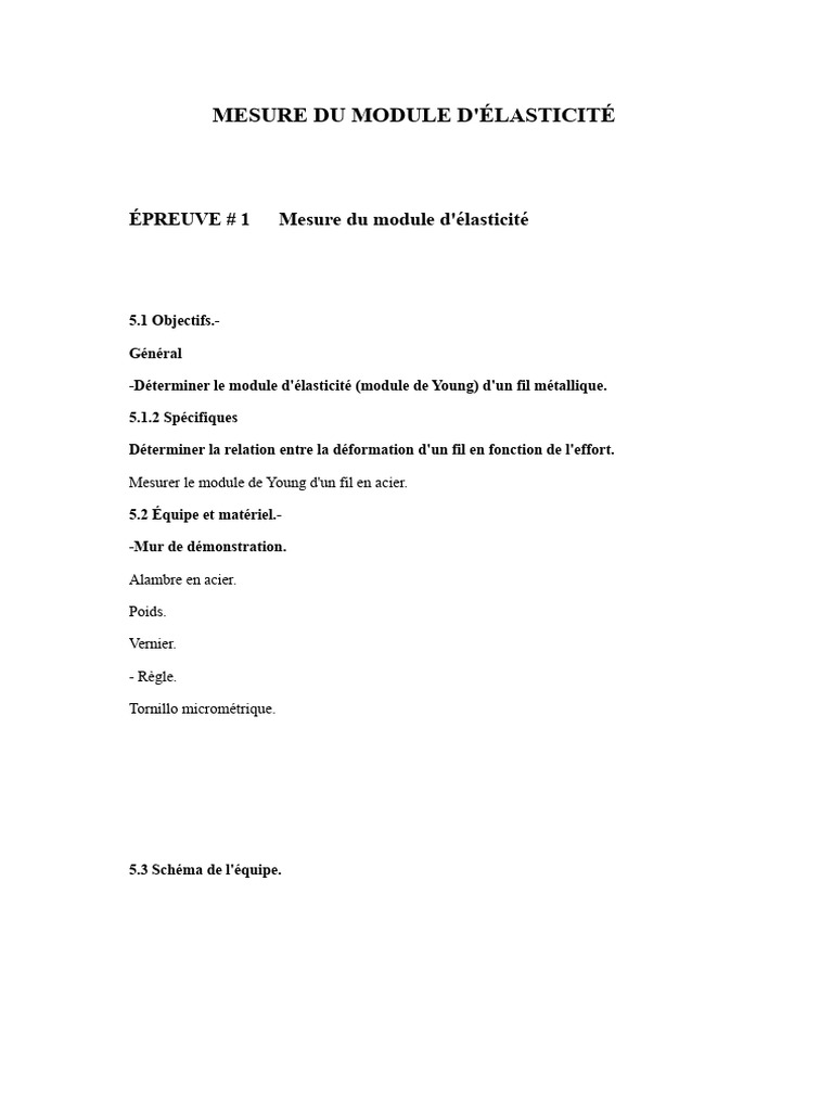 Mesure du module de Young en acier | PDF | Élasticité (Physique ...