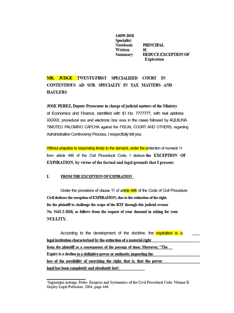 Exception of Expiration in Tax Matters | PDF | Lawsuit | Justice
