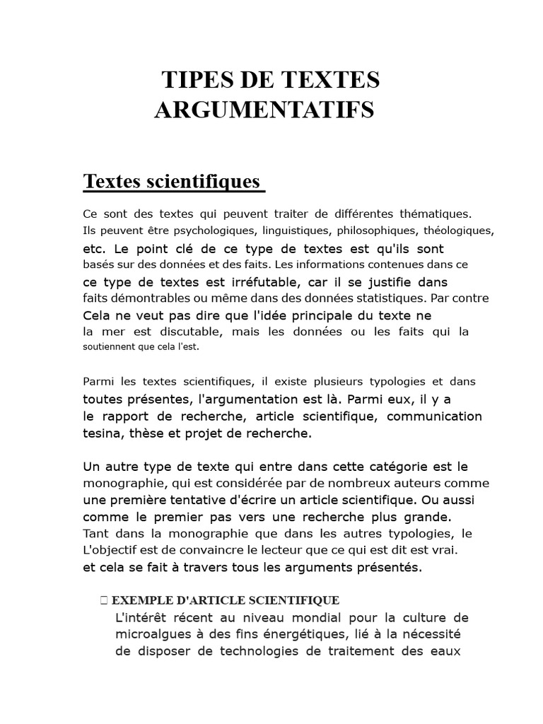 Types de Textes Argumentatifs Expliqués | PDF | Publicité | Itinérance ...