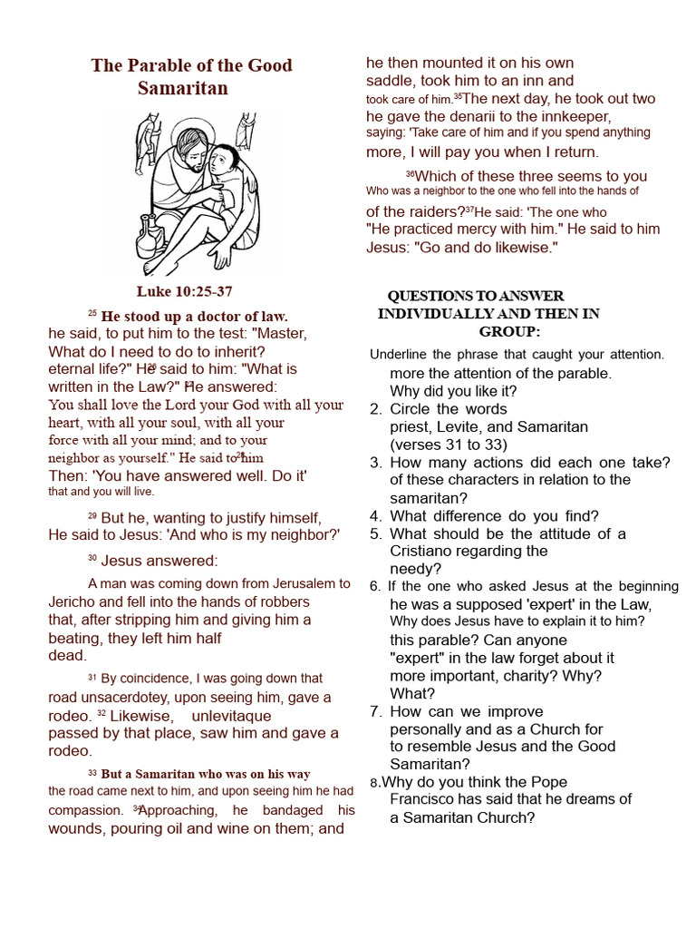 Understanding the Good Samaritan Parable | PDF | Bible Content