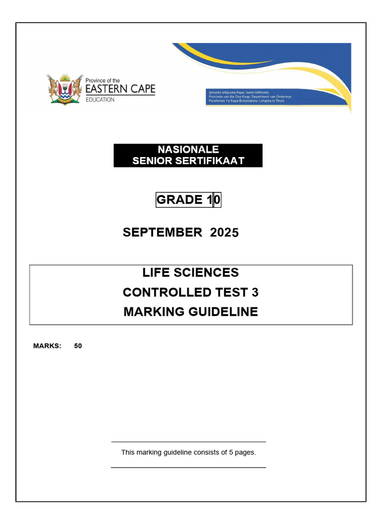 Grade 10 Life Sciences Test 3 Memo | PDF | Cardiovascular System | Heart