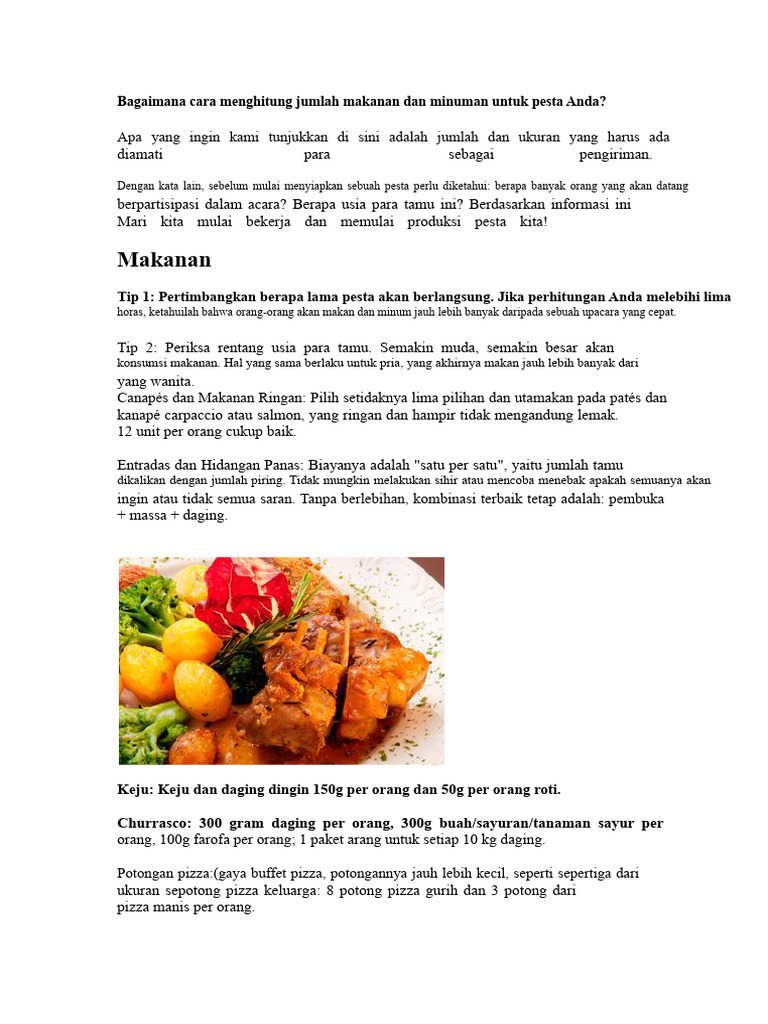 Panduan Hitung Makanan dan Minuman Pesta | PDF