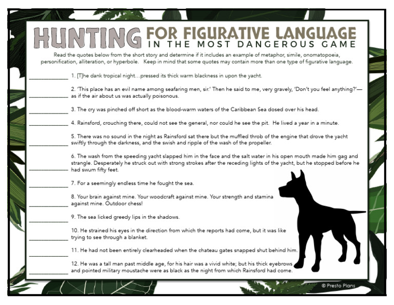 Hunting for Figuratve Language in the Most Dangerous Game. | PDF