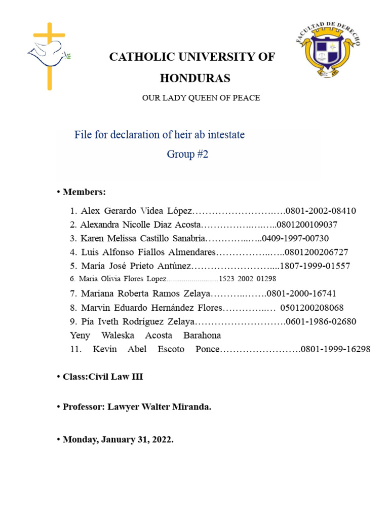 Report On Declaration of Heir Ab Intestato Group 2. | PDF | Will And ...
