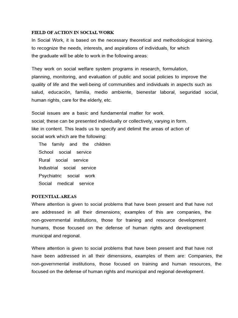 Field of Action in Social Work | PDF | Social Work