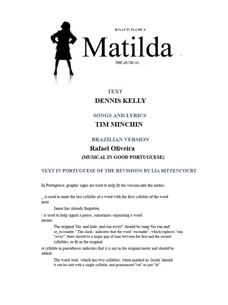 Matilda - Scene 1 - Musical in Good Portuguese | PDF