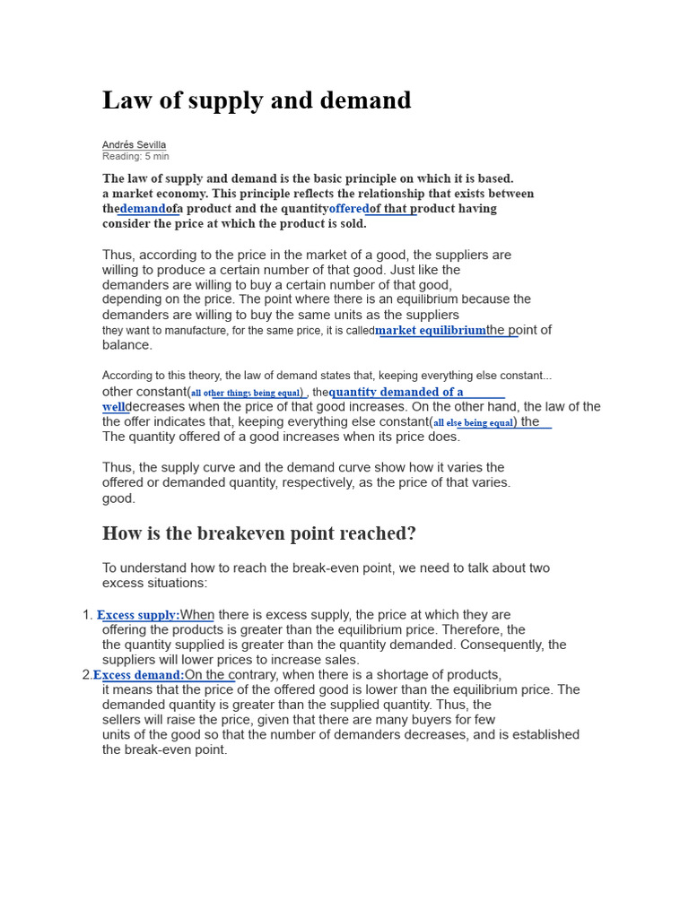 Law of Supply and Demand | PDF | Supply And Demand | Demand