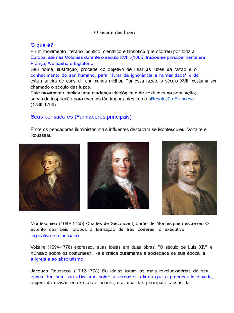 O Século Das Luzes | PDF | Iluminismo | Montesquieu