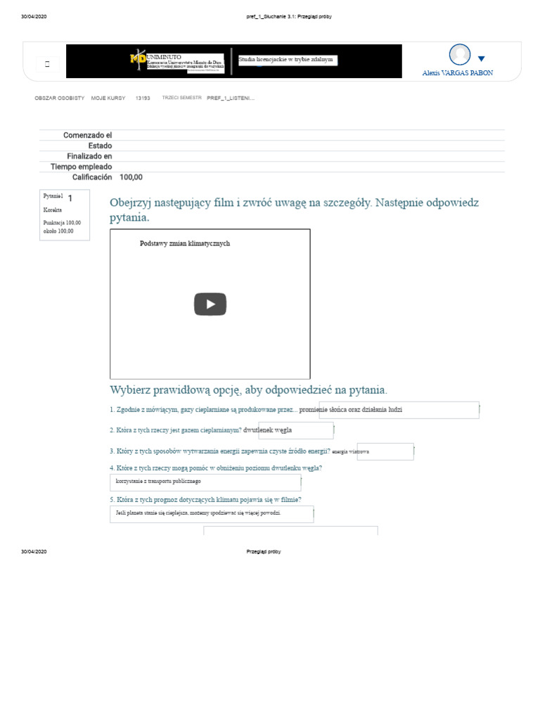 Pref - 1 - Słuchanie 3.1 - Przegląd Próby | PDF