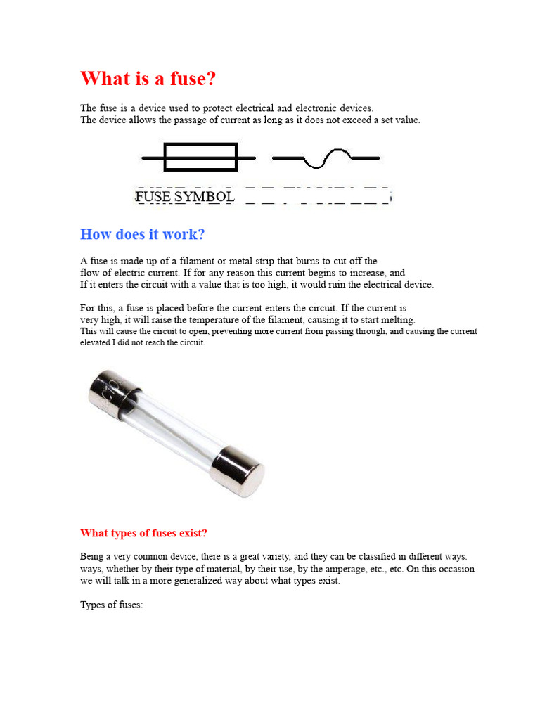 Types and Functions of Electrical Fuses | PDF | Fuse (Electrical ...