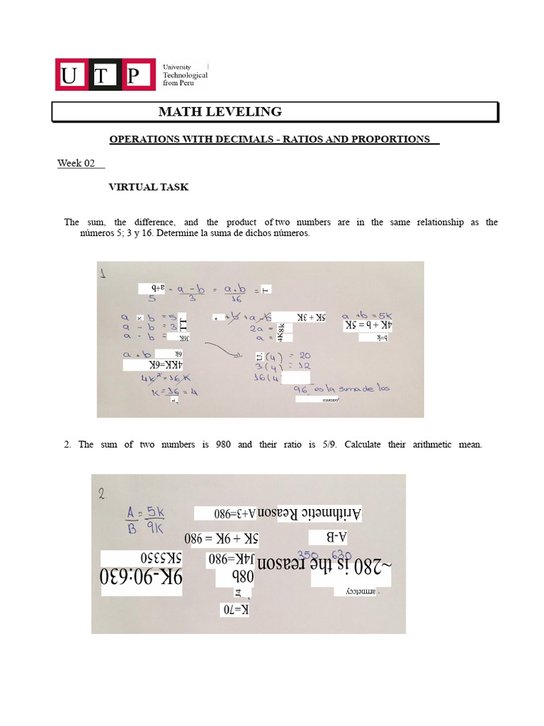 Math Leveling: Decimals & Ratios Tasks | PDF | Ratio | Arithmetic