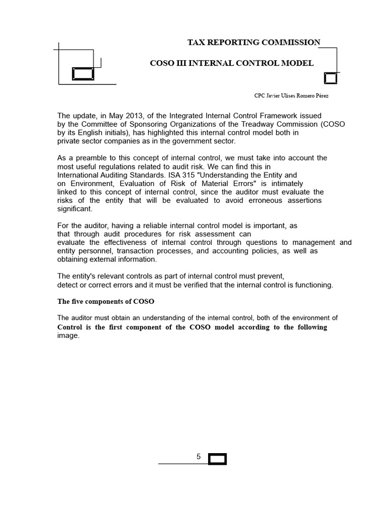 Coso III Internal Control Model | PDF | Internal Control | Risk