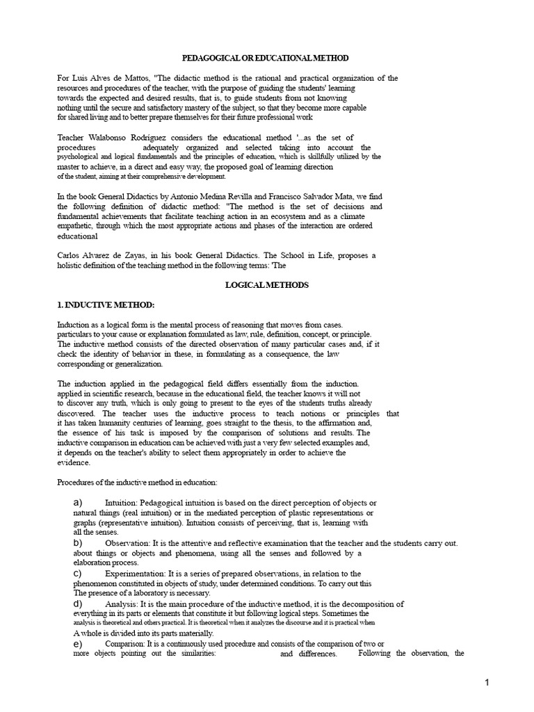 Pedagogical or Educational Method | PDF | Inductive Reasoning | Learning