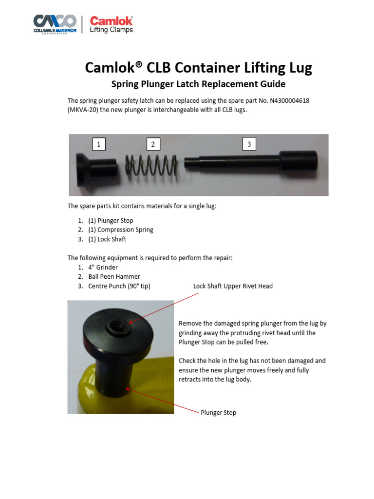 Camlok CLB Lifting Lug Latch Guide | PDF
