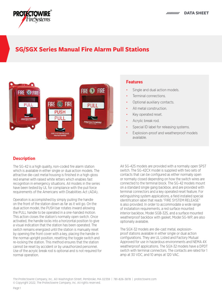 DS 9124H SG SGX Series Manual Fire Alarm Pull Stations | PDF | Switch ...