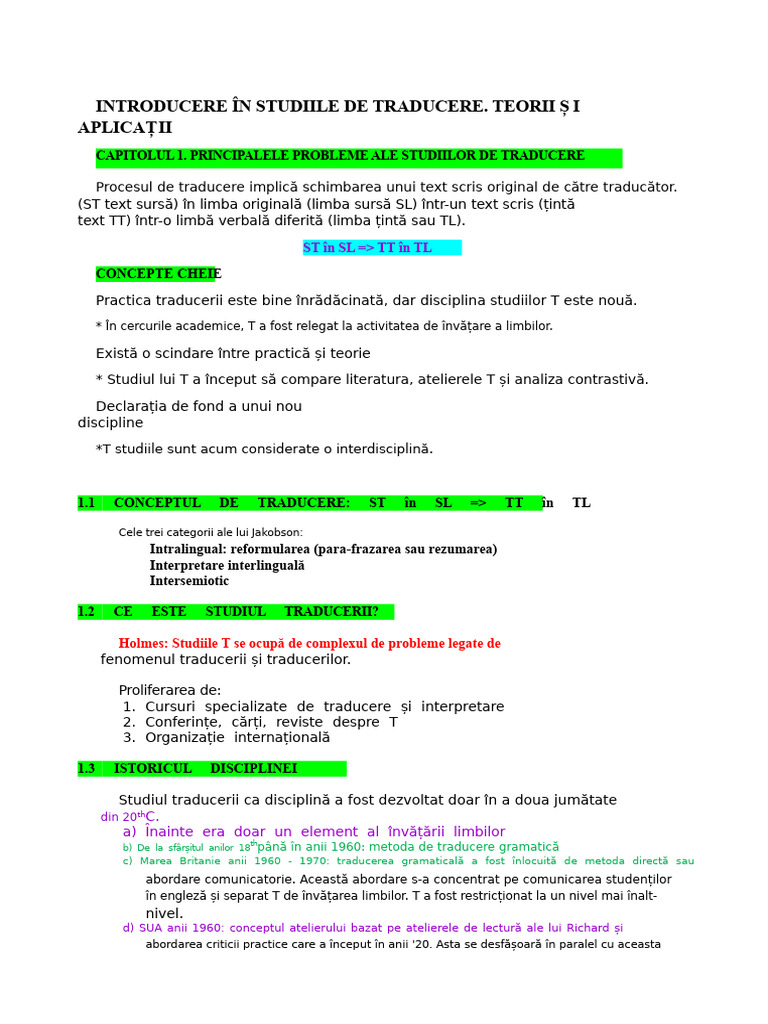 Introducerea Studiilor de Traducere. Capitolul 1 Până La 5. | PDF