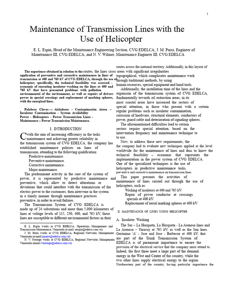 Maintenance of Transmission Lines | PDF | Electric Power Transmission ...