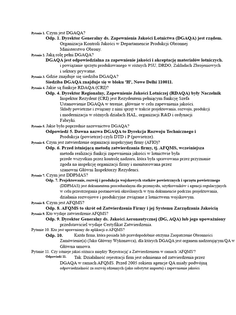 Informacje o DGAQA | PDF