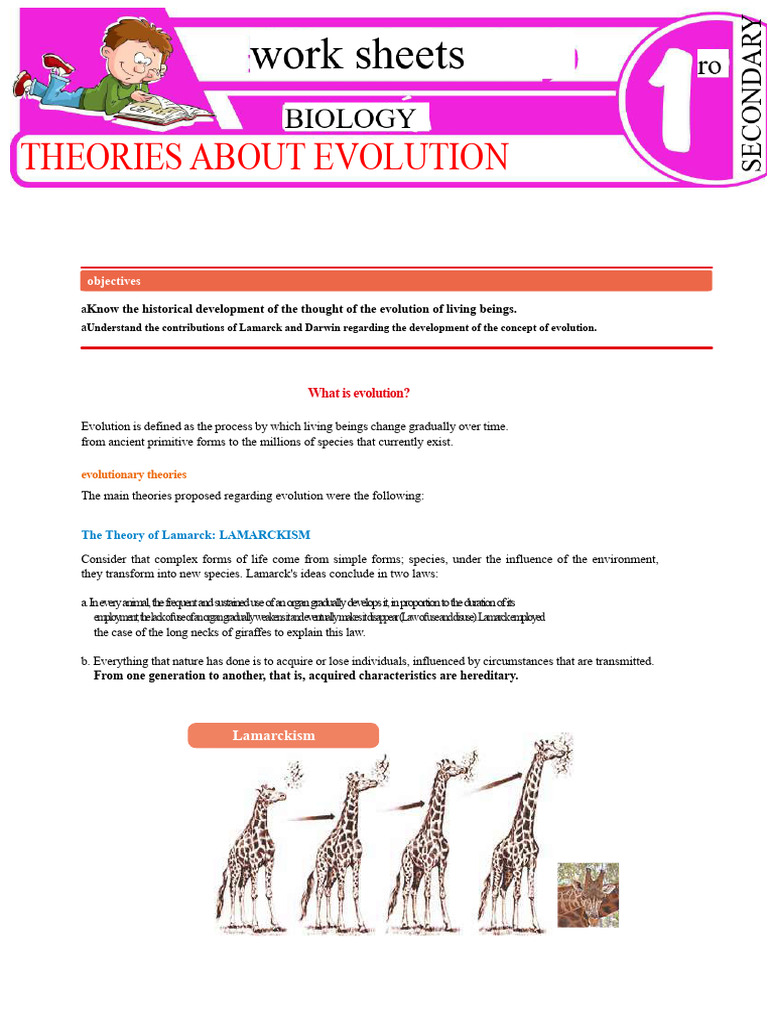 Theories About Evolution For First Year of Secondary School | PDF ...