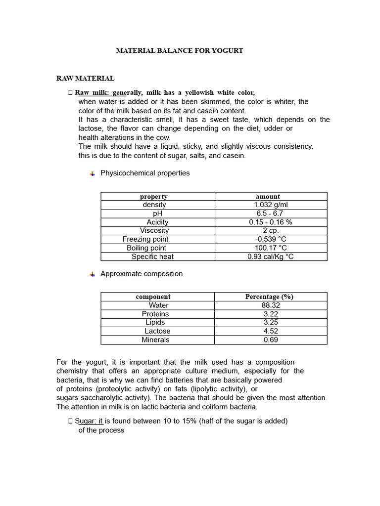 Yogurt Material Balance and Fermentation | PDF | Lactic Acid | Yogurt