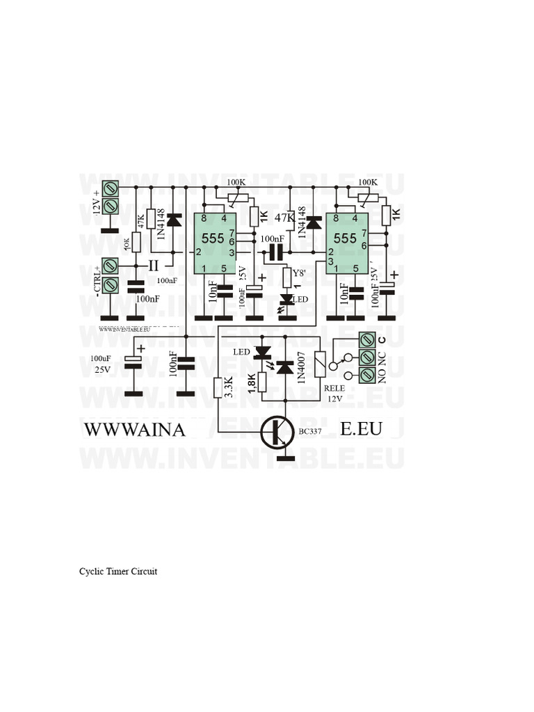 Cyclic Timer Circuit Design Guide | PDF | Capacitor | Relay