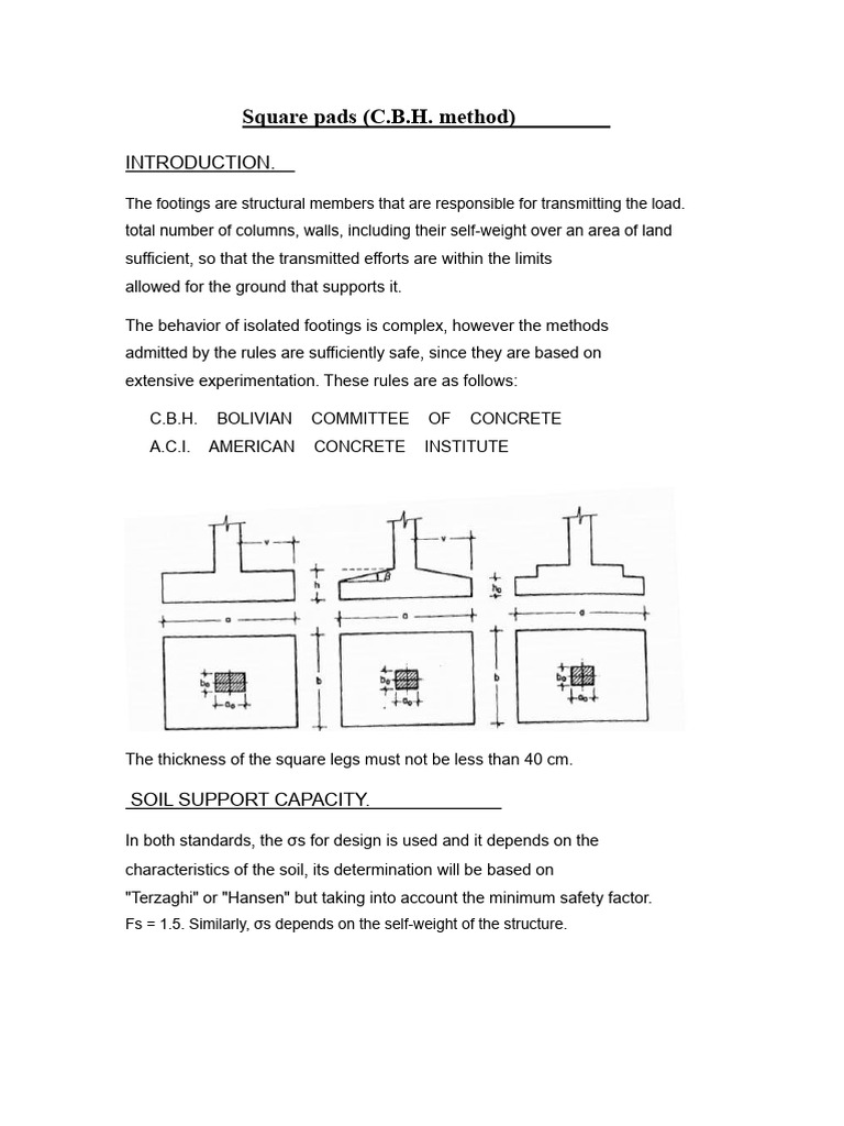Square Footing Design Using C.B.H. Method | PDF | Mechanical ...