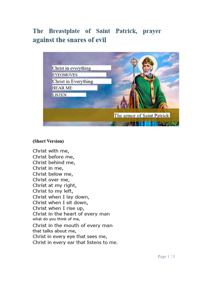 The Armor of Saint Patrick | PDF | Jesus | God