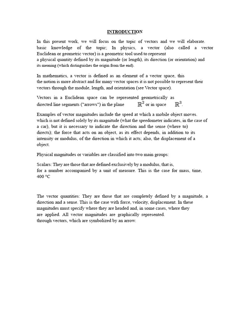 Introduction and Types of Vectors | PDF | Euclidean Vector | Vector Space