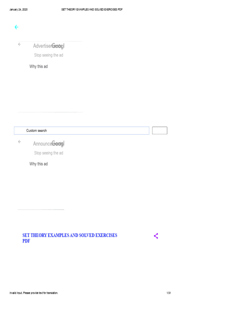 Set Theory Examples and Solved Exercises .1.2 PDF | PDF | Set ...