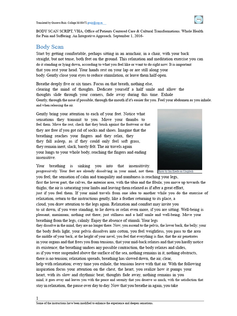Body Scan Script | PDF | Relaxation (Psychology) | Breathing