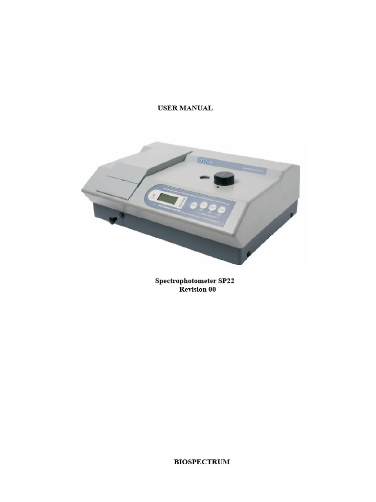 SP22 Spectrophotometer User Manual | PDF | Spectrophotometry | Absorbance