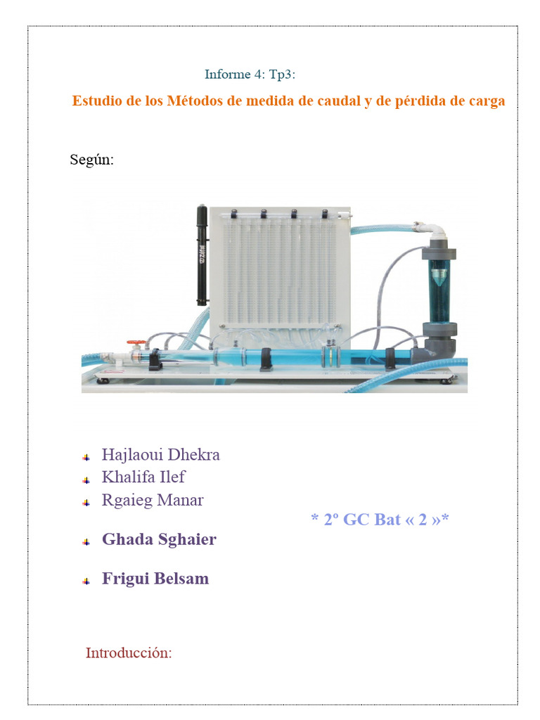 TP3 Métodos de Medición de Caudal | PDF | Descarga (hidrología) | Medición