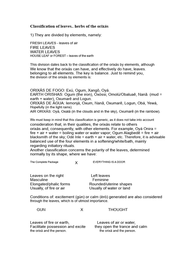 Use of Herbs in Ketu Candomblé | PDF | Water