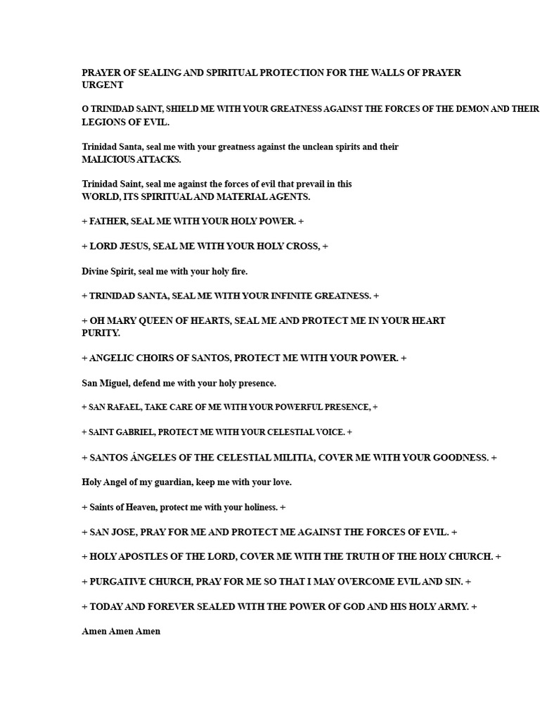 Prayer of Sealing and Spiritual Protection For The Walls of Urgent ...