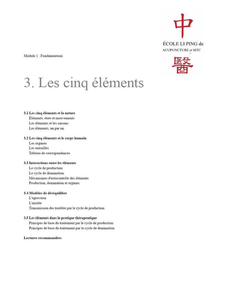 Les Cinq Éléments en Médecine Chinoise | PDF | Yin et yang | Médecine ...