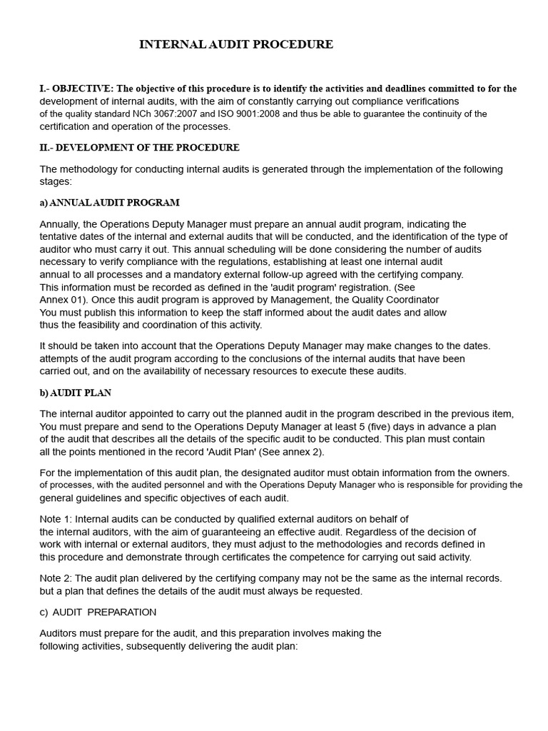 Internal Audit Procedure Overview | PDF | Audit | Internal Audit