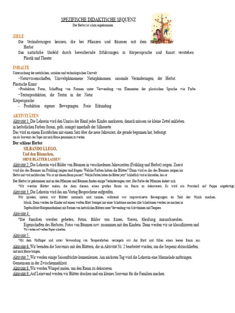 Didaktische Sequenz - Der Herbst | PDF