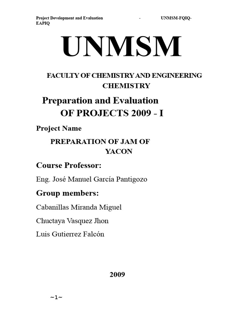 Yacon Jam Project Development Report | PDF | Fruit Preserves | Cooking