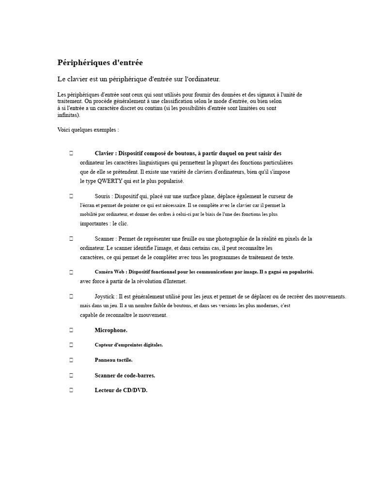 Guide des périphériques d'entrée et sortie | PDF | Clavier d'ordinateur ...