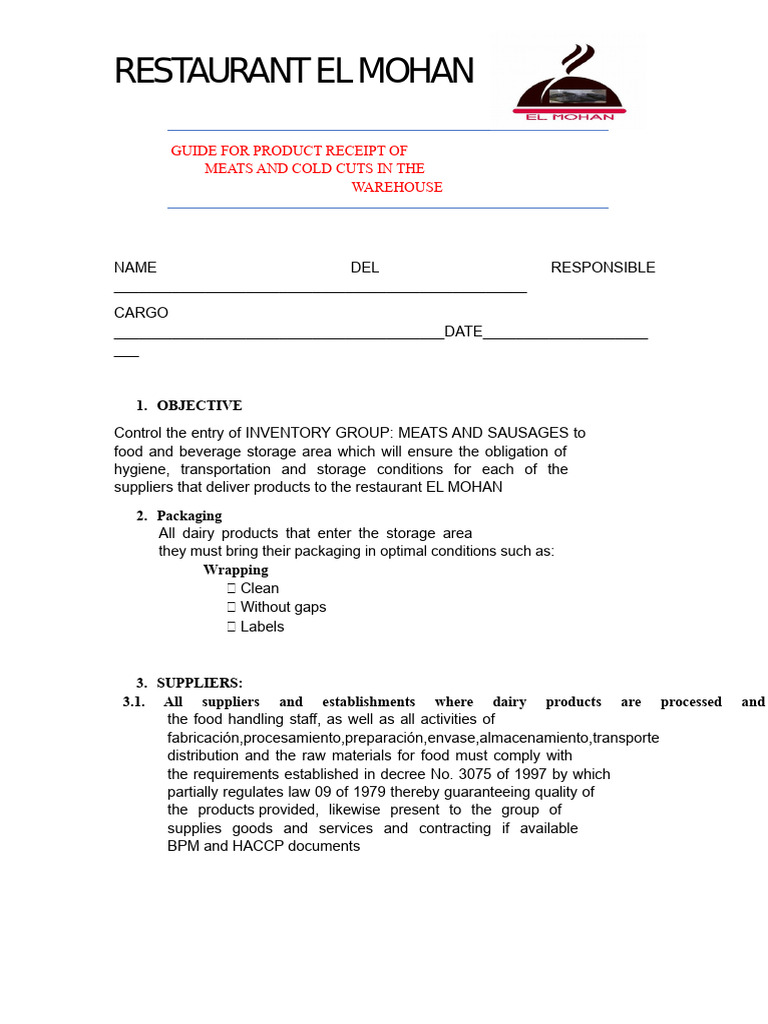 Meat and Cold Cuts Receipt Guide | PDF | Sausage | Pork