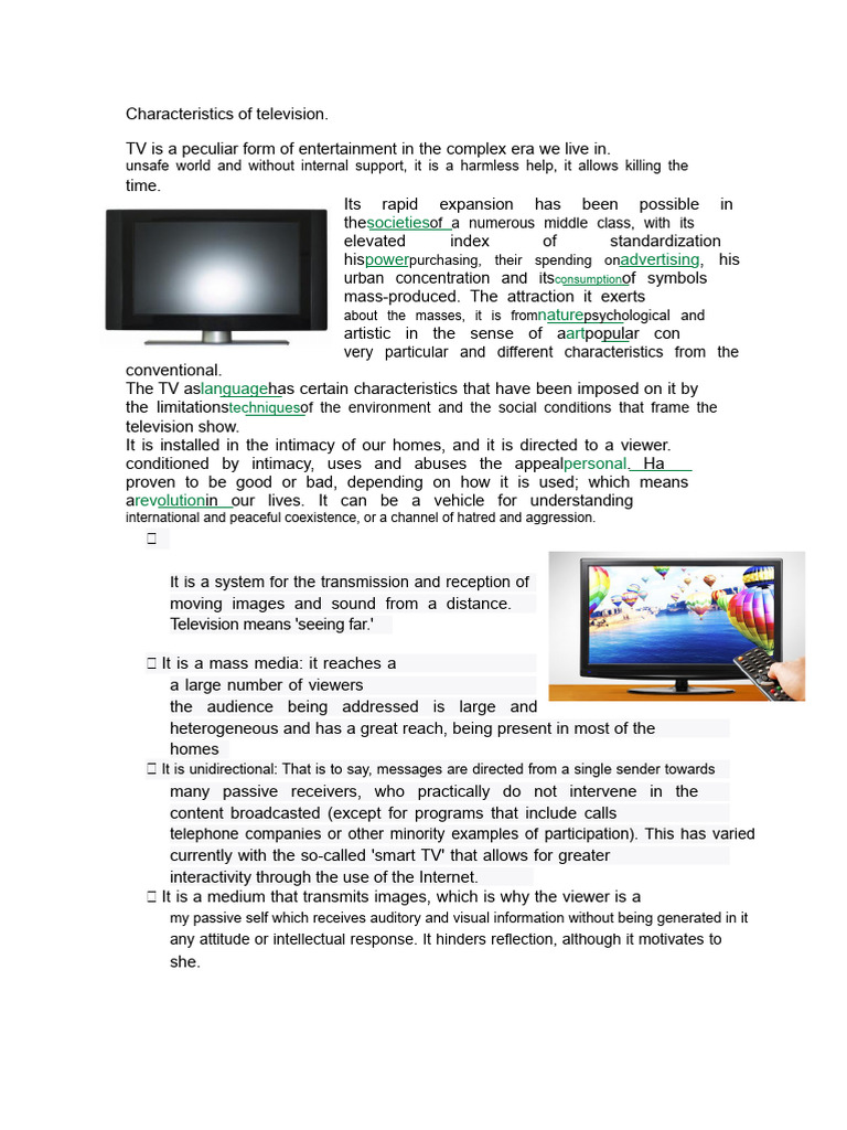 Key Characteristics of Television | PDF | Television | Mass Media