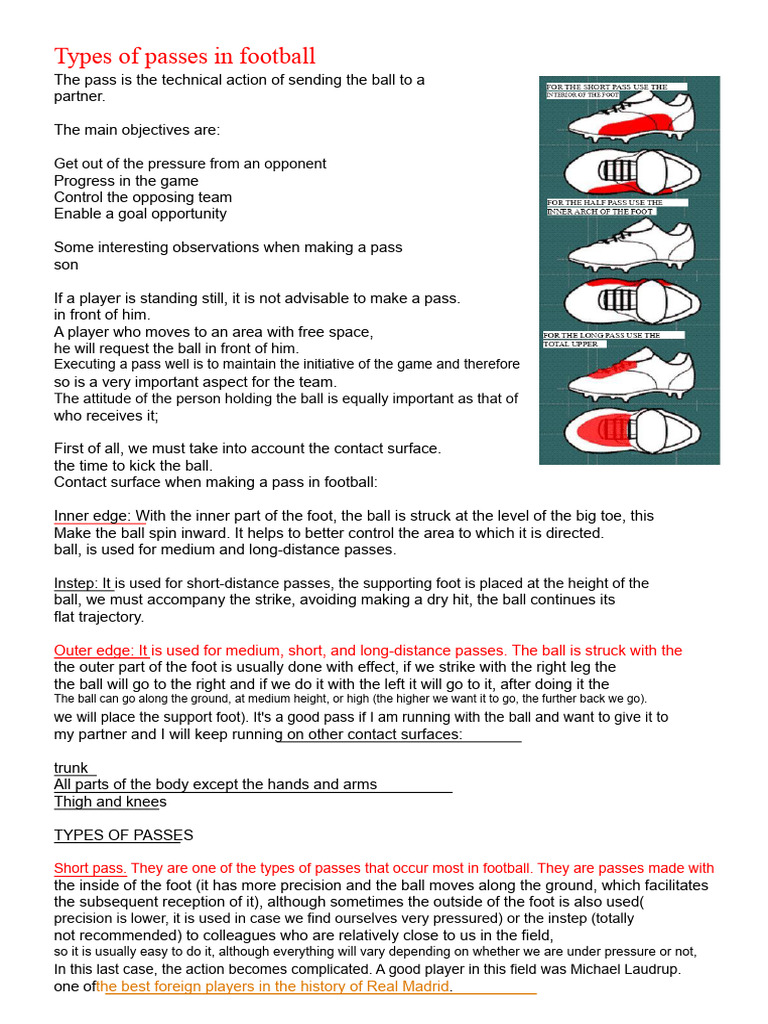 Types of Passes in Soccer Explained | PDF | Foot | Association Football