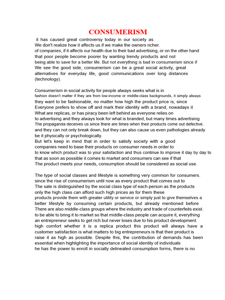 The Impact of Consumerism on Society | PDF | Consumerism | Consumption ...