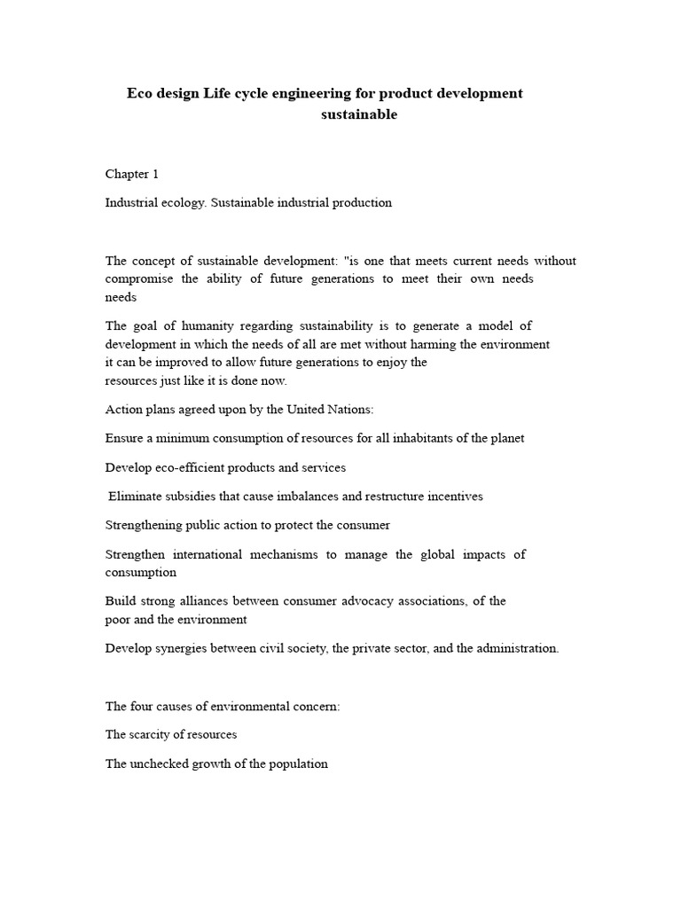 Eco Design Life Cycle Engineering For The Development of Sustainable ...