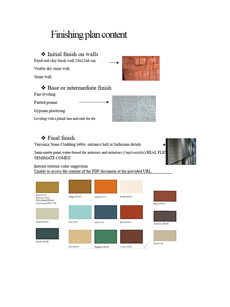 Comprehensive Finishing Plan Guide | PDF | Tile | Wall