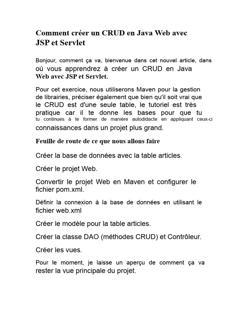 CRUD en Java Web avec JSP et Servlet | PDF | Internet | Internet et Web