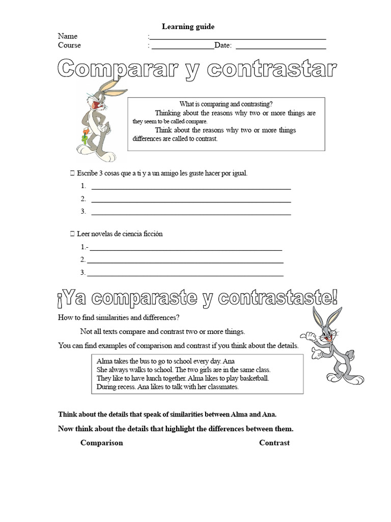 Compare and Contrast Learning Guide | PDF | Jupiter | Planets